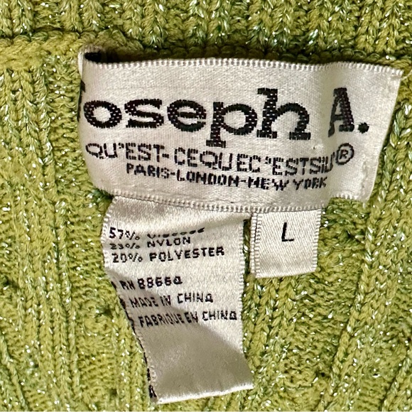 Joseph A Womens Sz L Shimmer Green Fitted Ribbed Scoop Neck Sweater Y2K Festive - Picture 7 of 8